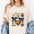 thumbnail image 2 of Halloween Postage Stamp T-Shirt, Vintage Spooky Collage Tee with Pumpkin Ghost Cat Skeleton, Gothic Aesthetic Shirt, Fall Festival Gift, 2 of 7
