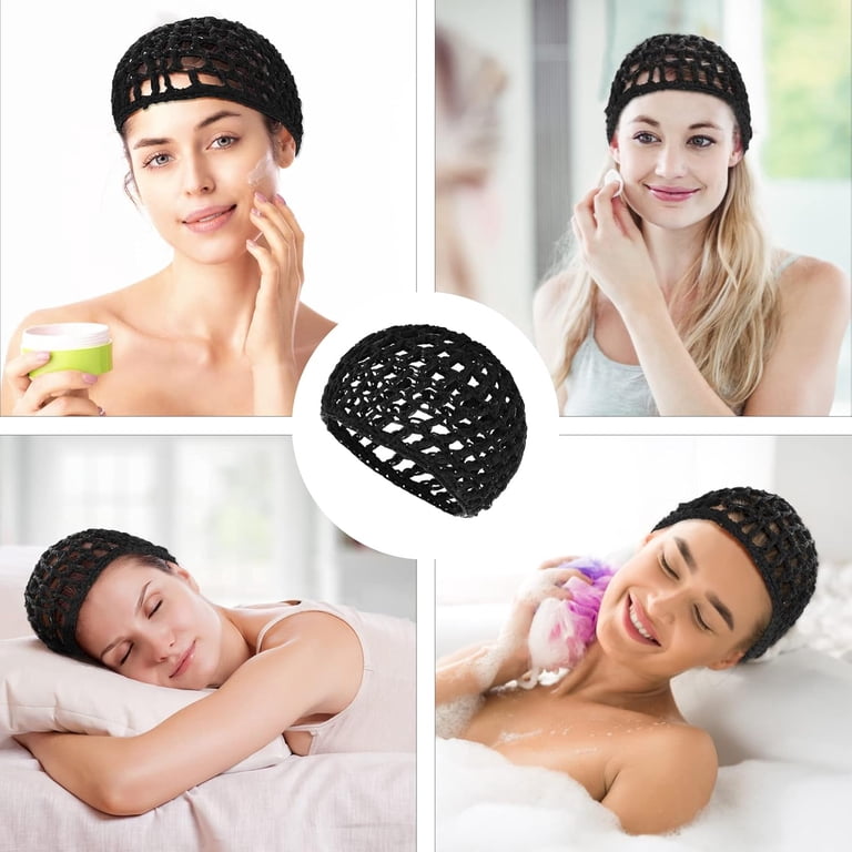 4 Pcs Black Hair Net For Women – 5.5 X 7" Soft, Lightweight Viscose Hair Nets For Sleeping – Stretchable, Breathable, Comfortable For Extended Wear, Size May Vary By 0.5–1