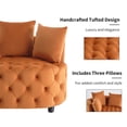 thumbnail image 5 of Luxurious Velvet Tufted Round Accent Chair with Plush Pillows for Living Room and Bedroom, Oversized Barrel Chair (Orange), 5 of 5
