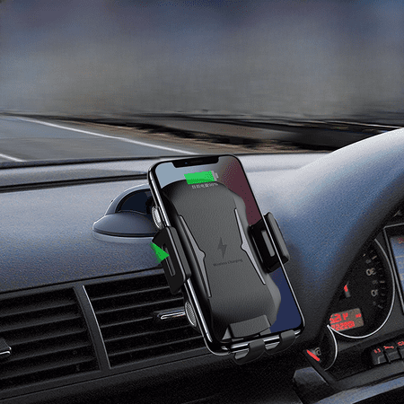 Vehicle-mounted wireless charging mobile phone bracket large suction cup + air outlet clip fast charging wireless charger