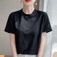 thumbnail image 6 of Mittory Women's Knit Blouse Elegant Short Sleeve Round Neck Loose Jacquard Top Dressy Office Work Shirt, 6 of 6