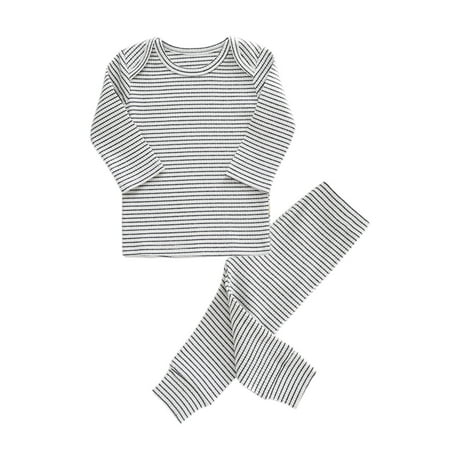 

URMAGIC URMAGIC Infant Baby Boy Girl 100% Cotton Long Sleeve Tops Long Pants Knitted Pajamas Set 18-24 Months