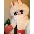 thumbnail image 5 of Winter 3 in 1 Hat Scarf Glove Set, Warm Women Siamese Hooded Scarf Gloves Pocket Hat, Long Scarf Shawl Wraps Coral fleece, 5 of 6