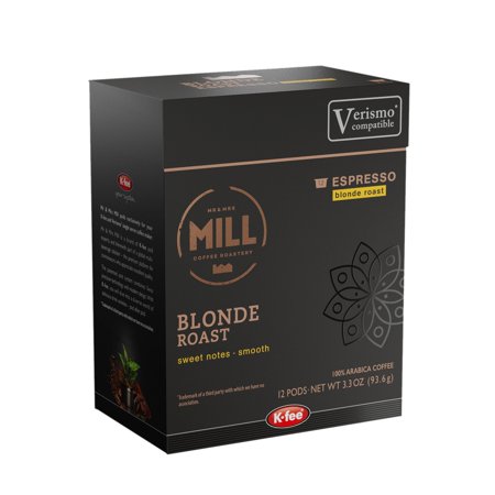 Mr and Mrs Mill Blonde Espresso Pods K-fee® & Starbucks® Verismo* Compatible | 72 Count (6 boxes X 12 Pods) | Blonde Roast Single Serve Espresso Pods