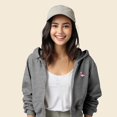 thumbnail image 4 of Dalix Flamingo Embroidered Fleece Cropped Zip Hoodie Cold Fall Winter Womens in Athletic Heather XL X-Large, 4 of 5