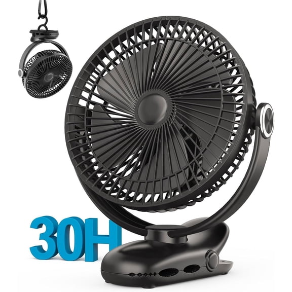 Portable Fan Rechargeable, 8 inch Clip on USB Fan 4 Speeds, for Camping Office Golf Cart, 10000mAh