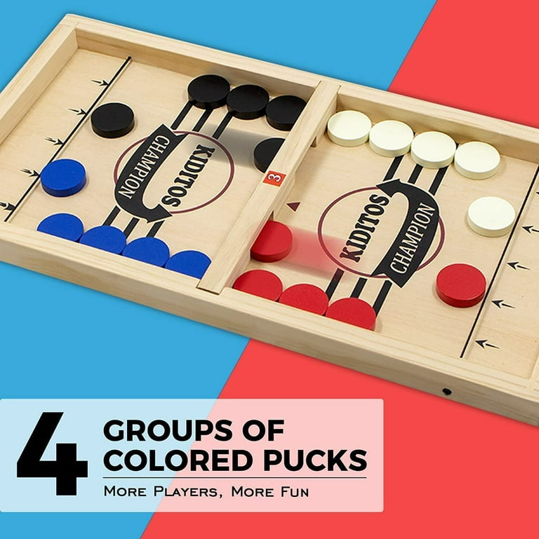 Kiditos 22.4 Fast Sling Puck Game Wooden Hockey Game, 3 Levels