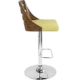 thumbnail image 2 of Mid-Century Modern Adjustable Swivel Bar Stool, Walnut Frame with Green Fabric Upholstery, Counter Height to Bar Height Stool for Kitchen Island, Dining & Home Decor, 2 of 5