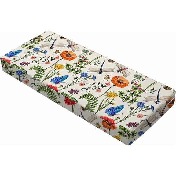 All Smiles Outdoor Bench Cushion with Ties 48 x 18 inch Waterproof Patio Furniture for Porch Swing Chair Yard Garden Deck