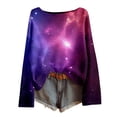 thumbnail image 5 of DHFJKG Long Sleeve Shirts For Women Ribbed Knit Pullover Galaxy Printed Casual Comfortable Crewneck Loose Fit Tunic Carnival Soft Home Clothes, 5 of 5