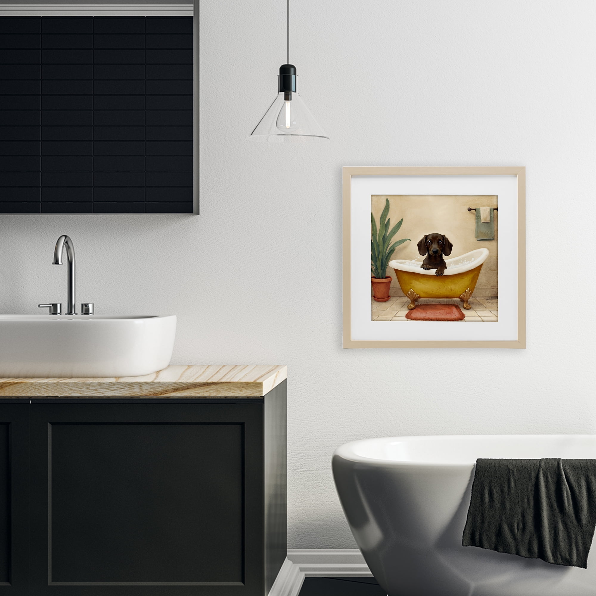 Stupell Industries Bubble Bath Brown Dog Birch Framed Print Under Glass, design by Kim Allen