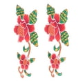 thumbnail image 3 of Fabric Patch, 2 Pcs Embroidered Flower Pattern Decorative Elegant Hand Stitching Cotton Material Patches Sewing  for Easter Decorating for Scrapbooking Red, 3 of 8