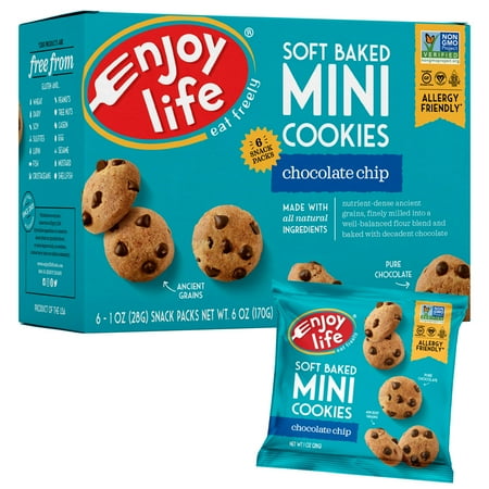 Enjoy Life Foods Gluten Free, Allergy Friendly Soft Baked Chocolate Chip Mini Cookies, 6 (The Best Vegan Chocolate Chip Cookies)