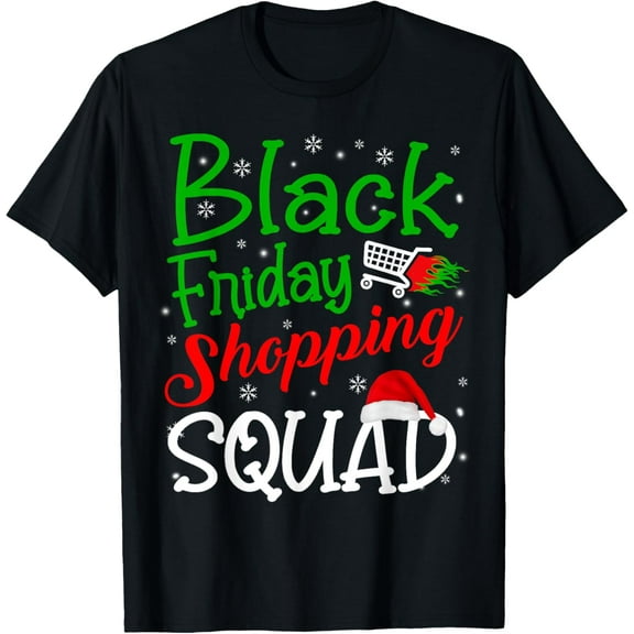 Friday Shopping Squad Christmas Black Shopping Family Group T-ShirtMen and women, Black T-shirt, size: Extra large
