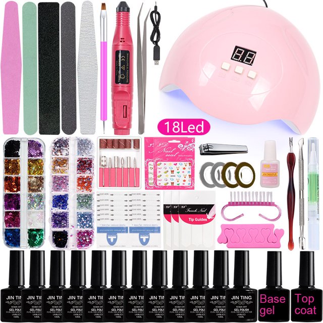 Juego de herramientas de manicura para principiantes, cinturón de herramientas completo, 14 botellas, molinillo de cinta para esmalte de uñas oso de fresa Electrónica