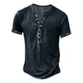 thumbnail image 3 of Clothing Henley T Shirts for Men Short Sleeve Button Henley T-Shirts Fashionable And Casual Solid Color 7 Buttond T Shirt Suit Casual Basic Tops, 3 of 3
