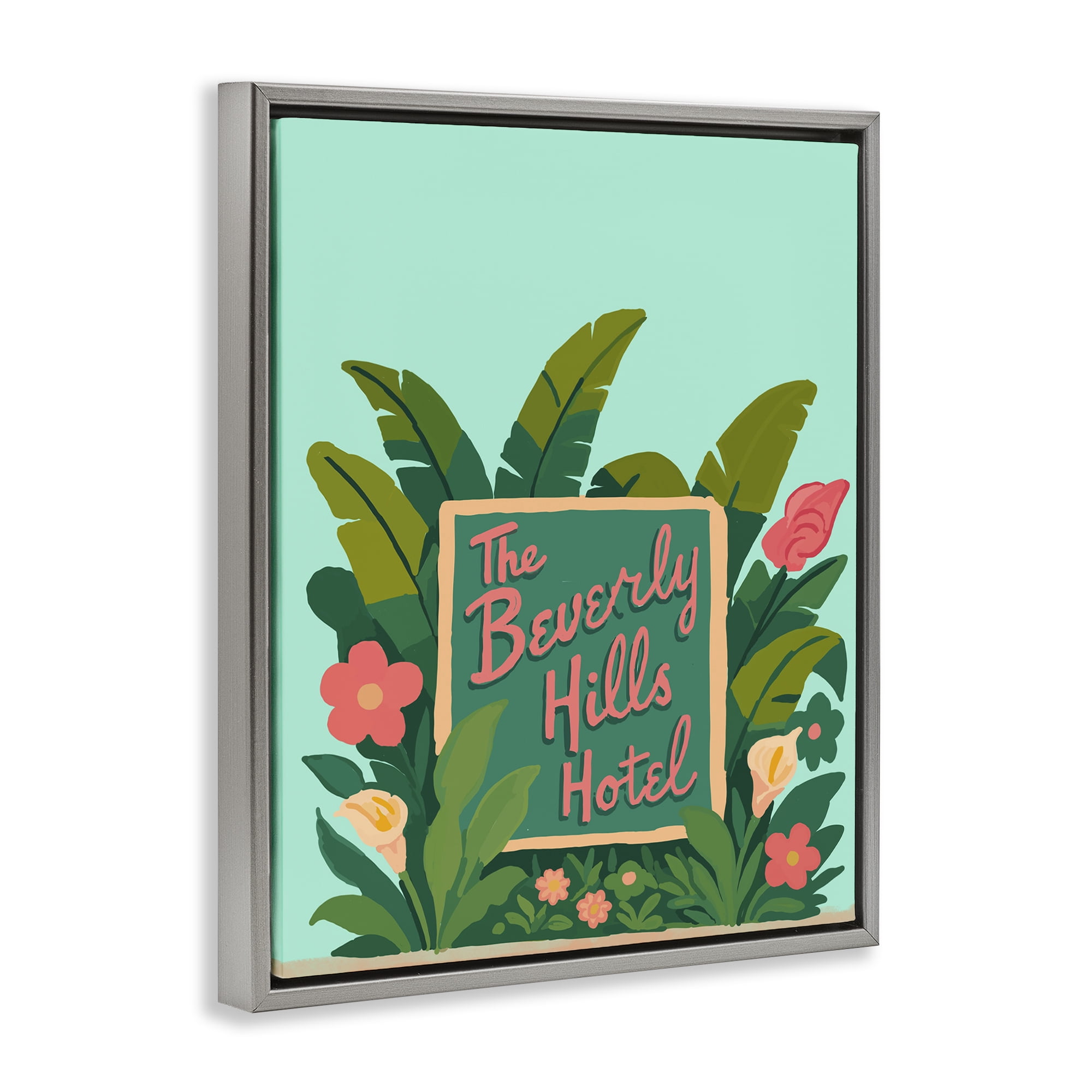 Stupell Industries Beverly Hills Hotel Gray Framed Floater Canvas Wall Art, design by Amelia Noyes