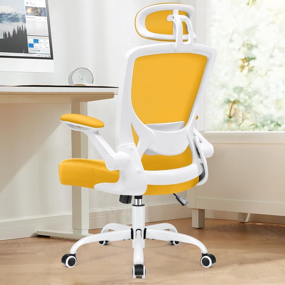 COOLHUT Office Chair Ergonomic Desk Chair, High Back Gaming Chair, Big and Tall Reclining Comfy Home Office Chair Lumbar Support Breathable Mesh Computer Chair,Yellow