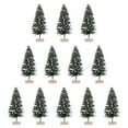 thumbnail image 1 of MasteelfCA 12Pcs Mini Christmas Trees Decor Table Fake Snow Frost Trees with Wood Base, 1 of 8