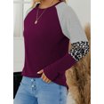 thumbnail image 4 of TEMOFON Long Sleeve T Shirts for Women Fall Fashion Leopard Color Block Tunic Sweatshirts Stripe Crewneck Tops Raglan Pullover, 4 of 5