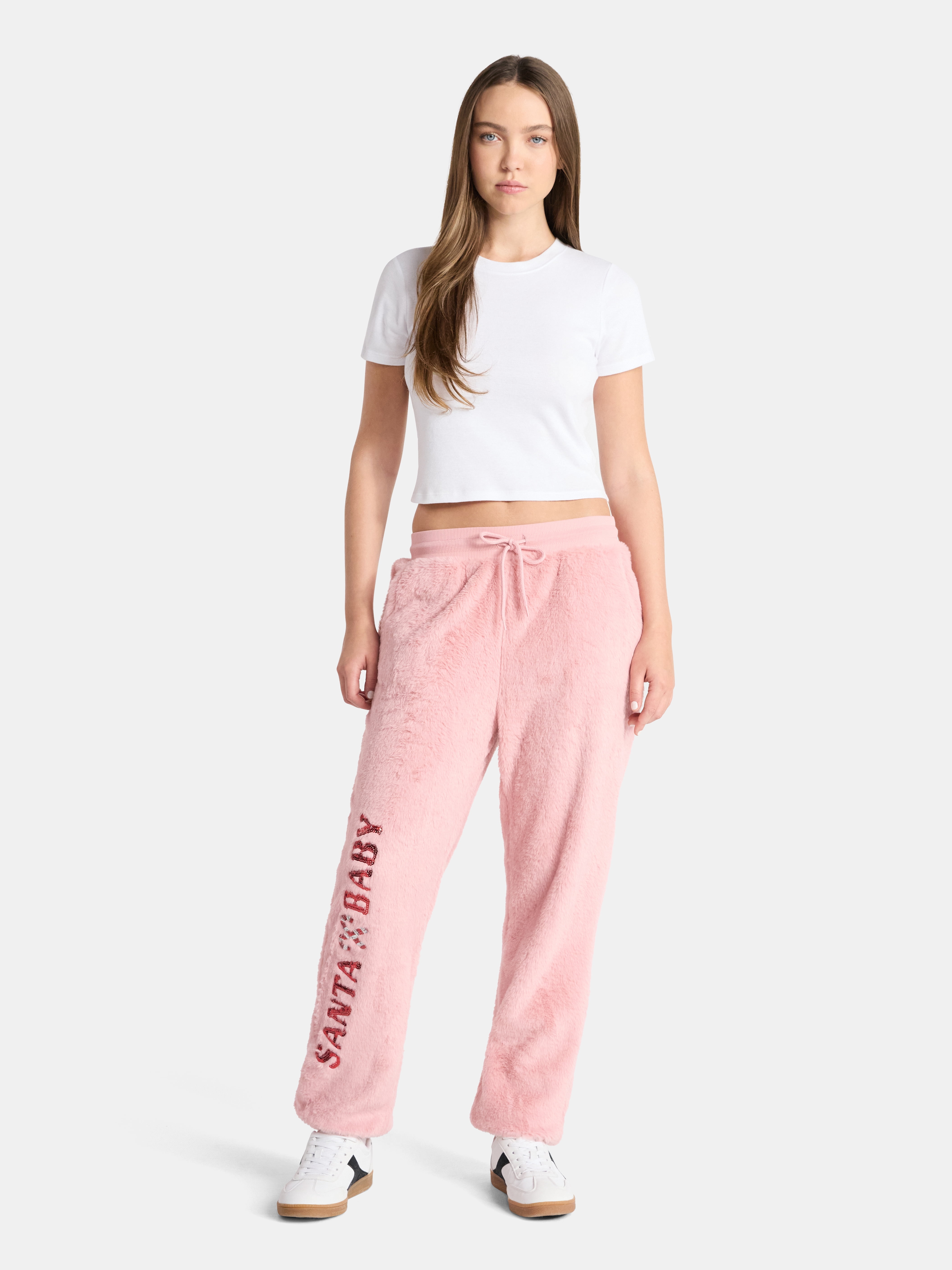 No Boundaries Christmas Plush Pants, 30'' Inseam, Women's, & Women's Plus