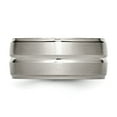 thumbnail image 3 of Chisel Titanium Brushed and Polished 10mm Grooved Ridged Edge Band, 3 of 7