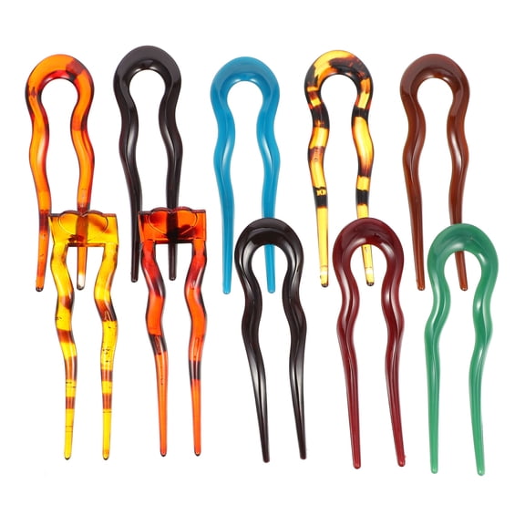IBASETOY 10Pcs U Shaped Hair Forks Hairstyle Decoration for Women Assorted Color