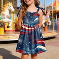 thumbnail image 2 of Faraee 4th of July Toddler Girl Outfit Smocked USA Sleeveless Dress Kids Summer Patriotic Clothes American Flag Sundress (4-5T,Dark Blue), 2 of 5