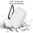 thumbnail image 3 of For Airpods Case Compatible With Airpods 1 & 2 Front-Led Visible Case Cover Skin With Carabiner Scratch-Resistant Case-White, 3 of 6