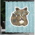 thumbnail image 4 of Ambesonne Cartoon Shower Curtain, Raccoon on Meadow, 69"Wx75"L, Dark Green Turquoise, 4 of 5