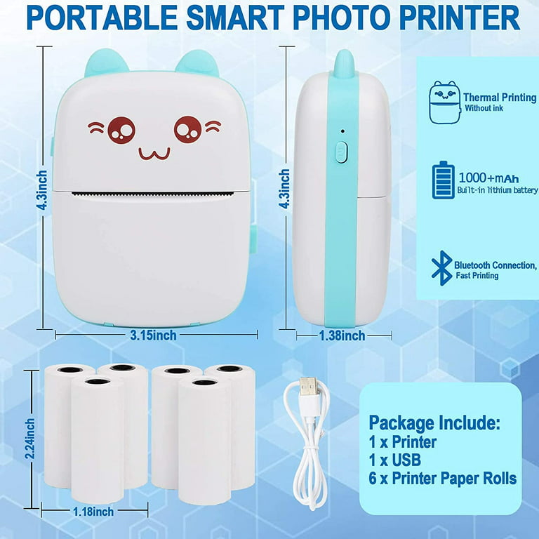 HD Mini Portable Thermal Printer Portable Bluetooth Wireless Cute Cat 57mm  Photo Label Pocket DIY Use