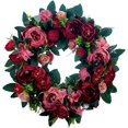 thumbnail image 3 of Artificial Silky Round Peony Wreath for Indoor Outdoor, Home Decor for Front Door, Window, Wall, Festival, Birthday, Wedding Party, 16 Inch, 3 of 4