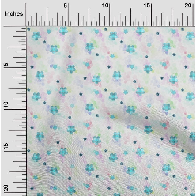 oneOone Polyester Lycra Fabric Dot & Flower Floral Fabric Prints by Yard 56 Inch Wide