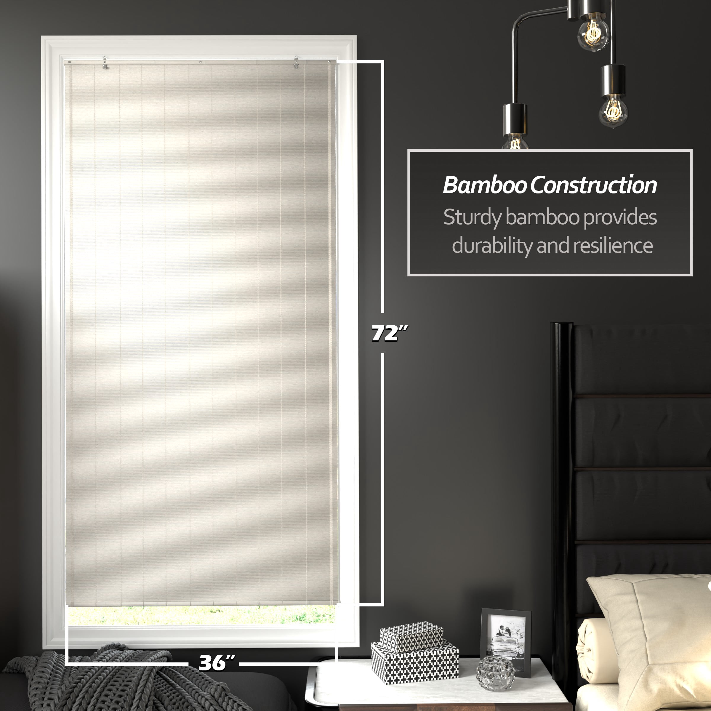 Red Lantern Bamboo Window Shade Blind - White 36" W