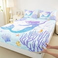 thumbnail image 3 of Castle Fairy Children Teens Marine Mermaid Princess Twin Sheet Sets 3pcs,Bling Gradient Glitter Twin Fitted Sheet Microfiber,Sea Underwater World Breathable Flat Sheet,Ultra Soft Home Decor, 3 of 7