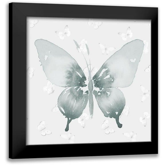 Loreth, Lanie 12x12 Black Modern Framed Museum Art Print Titled - Grey Watercolor Butterflies II