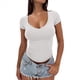 thumbnail image 2 of Camiseta Ajustada de Corta para Mujer, Cuello en V Básico, Ajustada, , Talla XS, 2 of 8