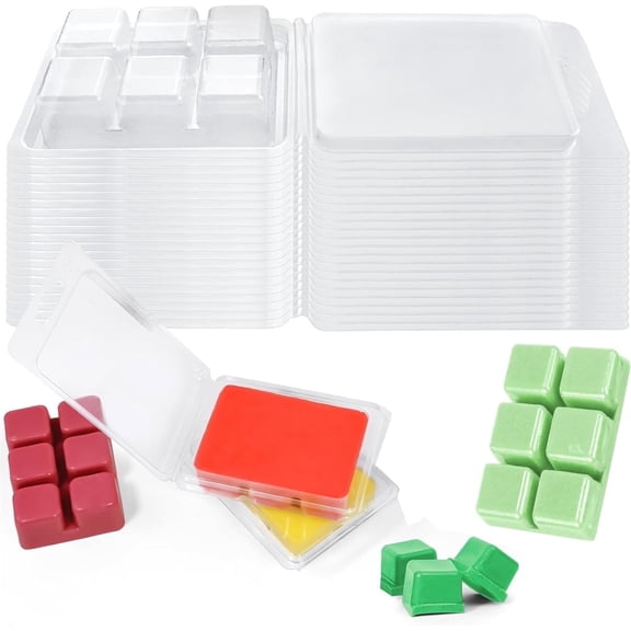 Clear Plastic Wax Melt Containers,Bexikou 20 Pack Wax Melt Molds,6-Cavity Clear Empty Plastic Cube Tray for DIY Wax Melt Candles Wickless Tarts Candles (Square)
