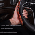 thumbnail image 2 of Zócalo del volante del automóvil, envuelto a la mitad, de madera de durazno, ultrafino, para todas las estaciones, tipo tarjeta universal, malla antideslizante, manillar rojo, 2 of 3
