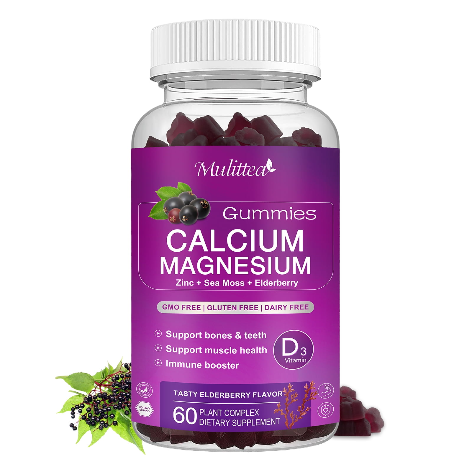 (2 Pack)Calcium Magnesium Zinc Gummies, Supplement for Bone, Muscles, Mood & Sleep Support,120 Count