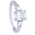 thumbnail image 1 of Silver With Emerald Cut And Baguette Cubic Zirconia Stones Ring, 1 of 2