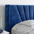 thumbnail image 5 of Boyd Sleep Valencia Blue Velvet King Size Fully Upholstered Platform Bed Frame with Adjustable Headboard, Qualified Box Spring or Foundation Required for Use, 5 of 11