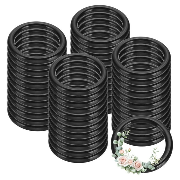 Uxcell 48 Pcs Dream Catcher Rings, 1.1 inch Floral Macrame Plastic O Rings DIY Round Plastic Hoops for Crochet Craft Making Wall Hanging Wedding Wreath Christmas, Black