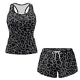 thumbnail image 3 of Xoenoiee Black Leopard Print Blouson Tankini Swimsuits for Women 2026 Tummy Control Two Piece Bathing Suits with Sporty Pockets Swim Shorts, S, 3 of 7