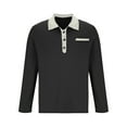 thumbnail image 5 of UVEASISHA Work Shirts for Men Long Sleeve Stylish Contrast Neck Polos Shirts Stretch Slim Fit Business Casual Golf Poloss Lightweight Button Down Golf Shirt with Pocket Sales Today of The Day,Black,S, 5 of 7