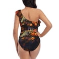 thumbnail image 5 of Picia Vintage Floral Skull Pattern Women's One Piece Swimsuits,One Shoulder Swimwear Asymmetric ,Ruffle Monokinis Bathing Suits,High Waisted Flattering Bathing Suits-X-Large, 5 of 8