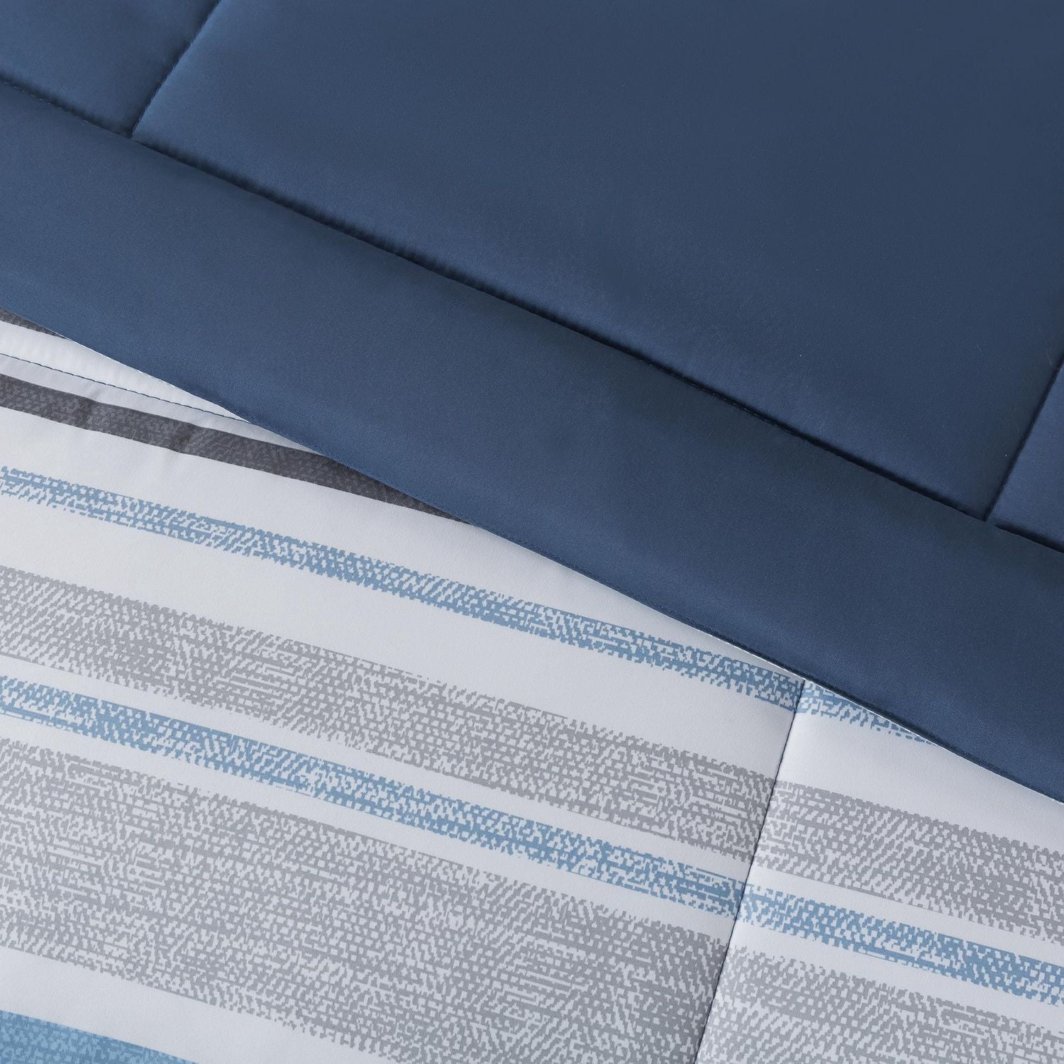 Mainstays 7-Piece Blue Stripe Bed in a Bag, Double