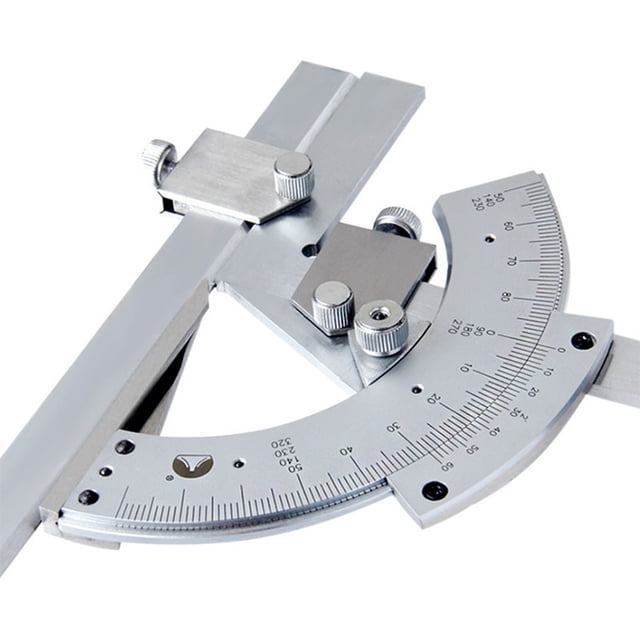 LOLIPPYY Precision Goniometer Silver Angle Measuring Ruler with Roller Knob for Woodworking Measuring Tool