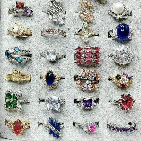 K-KED Luxurious Rings Wholesale Mixed Lots 5-100pc Big Gemstones Crystal Delicate Jewelry Ring-10pcs