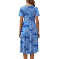 thumbnail image 4 of Fantaslook Summer Dresses for Women Casual Short Sleeve Pleated Dress Flowy Floral Dress with Pockets Flare Midi Sundress, 4 of 9